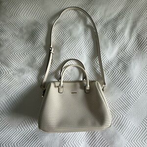Calvin Klein XL Eyelet Leather Bag in Creamy White